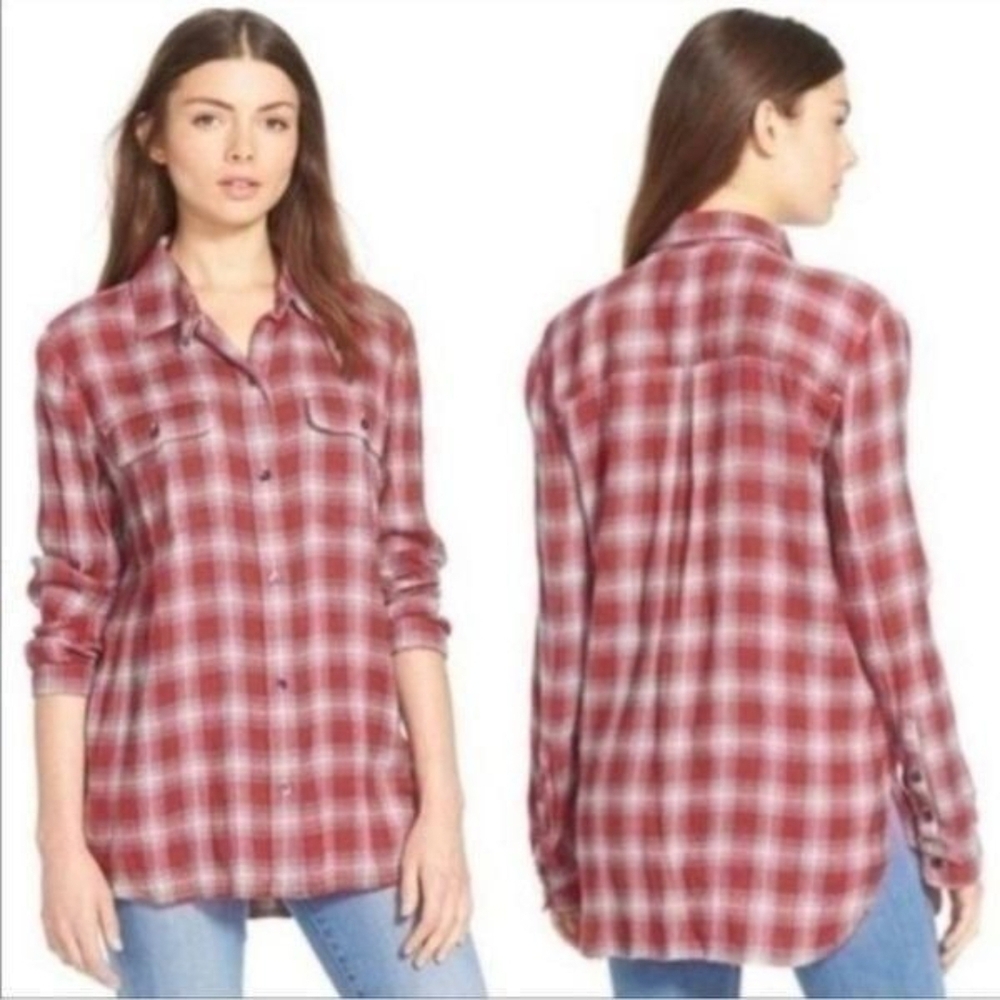 Madewell Red Plaid Button Down Shirt